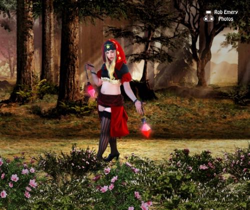 Odin Sphere's velvet walking in the forest